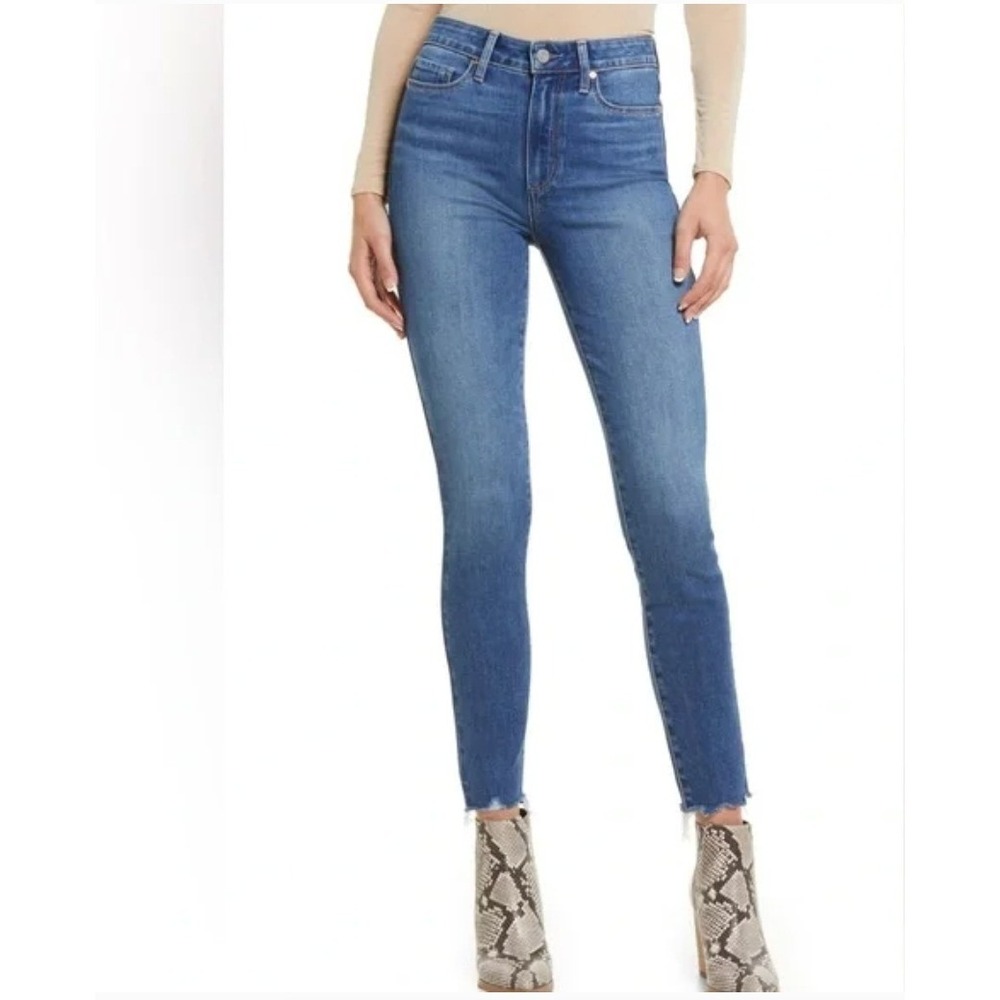PAIGE Blue High-Rise Ankle Skinny Jeans